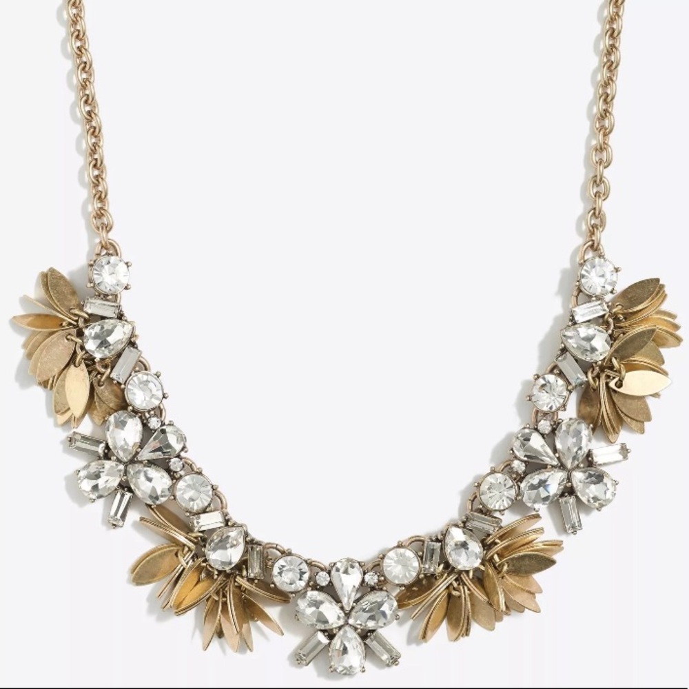NWT J.Crew Crystal bouquet Statement Necklace - Picture 3 of 6